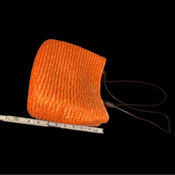 Wheat Straw Orange Bohemian Style Bucket Shoulder Bag - Picture 11 of 16